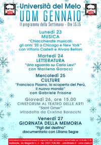 PROGRAMMA 23-29 GENNAIO, ore 15.15