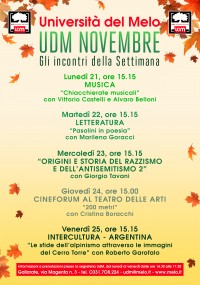 Università del Melo - PROGRAMMA 21-27 NOVEMBRE 2022