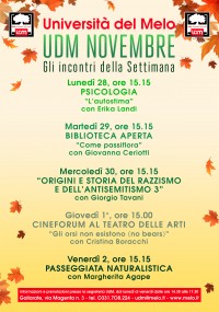 Università del Melo - PROGRAMMA dal 28 NOVEMBRE al 4 DICEMBRE 2022